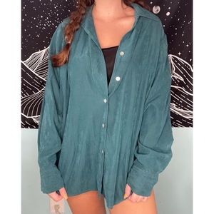 Suede Teal Button Up Shirt